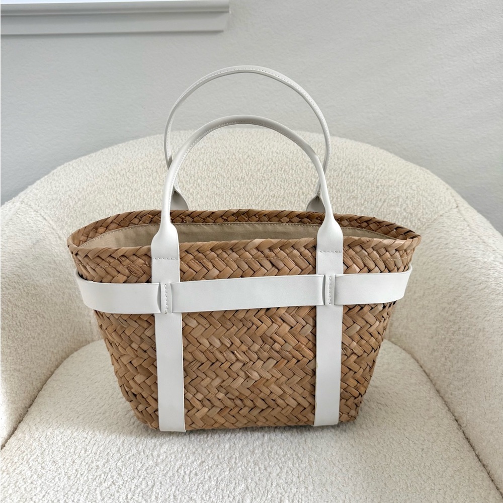 Mark and Graham Baja Palm Leaf Raffia Beach Tote Bag - Small